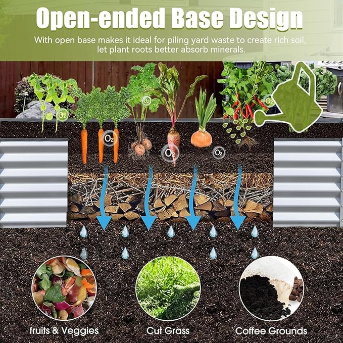 6X3X1.5Ft Galvanized Raised Garden Bed Outdoor Planter Garden Boxes Large Metal Planter Box for Growing Vegetables Fruits &amp Flowers