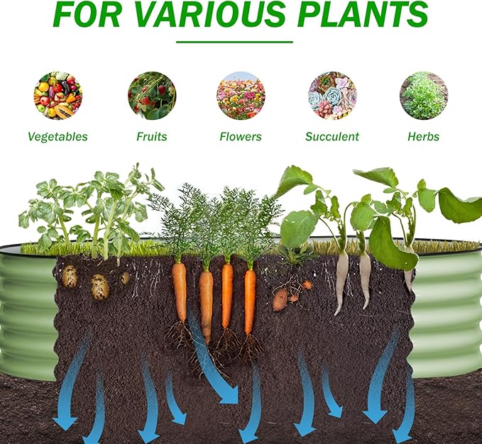 BPS 4-in-1 Metal Raised Garden Bed 5x2 FT Galvanized Planter Raised Beds for Vegetables Flowers 17 Extra Tall