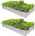 Land Guard 2 Pack 6×3×1ft Galvanized Metal Raised Garden Bed Metal Planter Kit Box Outdoor for Deep-Rooted Vegetables Flowers Green and Herbs……