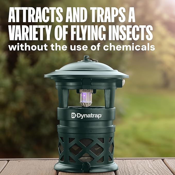DynaTrap DT1130-GRSR 1/2 Acre Mosquito &amp Flying Insect Outdoor Trap and Killer – Kills Mosquitoes Flies Wasps Gnats &amp Other Flying Insects - Bug Zapper Alternative – Green
