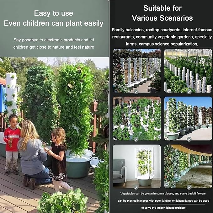 Vertical Hydroponic Grow Tower Aeroponic Tower for Fruits and VegetablesHydroponics Growing Kitsfor Your Home Gardening System7Layer-Withlight