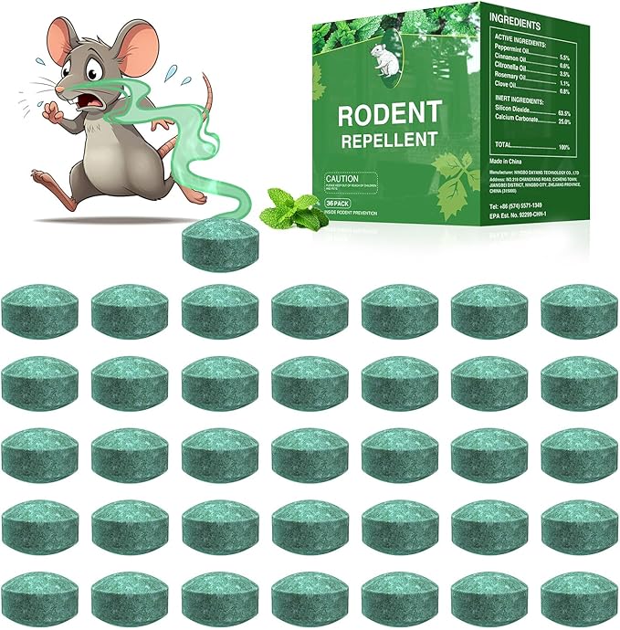 Mouse Rodent Repellent 36 Pack Peppermint Oil Mouse Traps for Rat Mice Ant Roach Spider Squirrel Nature Mouse Deterrent for Indoor Outdoor Use for Garden &amp Home Family &amp Pet Safe