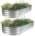 JERIA 2 Pcs 6×3×1ft Oval Raised Garden BedGalvanized Raised Garden Bed Kit Outdoor Metal Gardening Planter Box for Vegetable Fruits FlowerHerbs