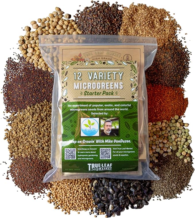12 Variety Pack Microgreens Seeds Kit - Broccoli Seed for Sprouting Plus Purple Radish Beet Sunflower Microgreens Peas Shiso Cilantro Beet Pak Choi Korean Shiso Cress &amp More