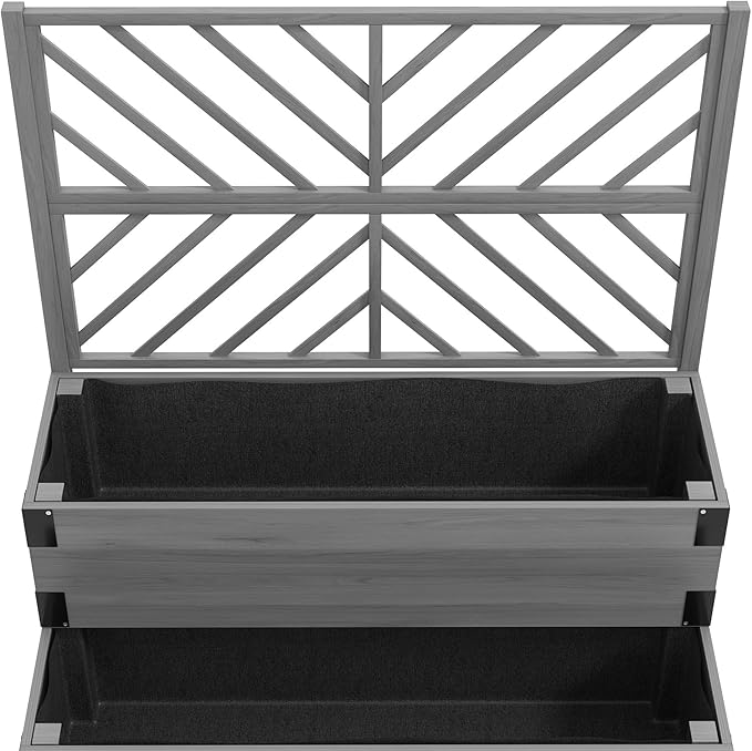 Outsunny Raised Garden Bed with Trellis 2 Tier Wooden Elevated Planter Box with Legs and Metal Corners for Vegetables Flowers Herbs Gray
