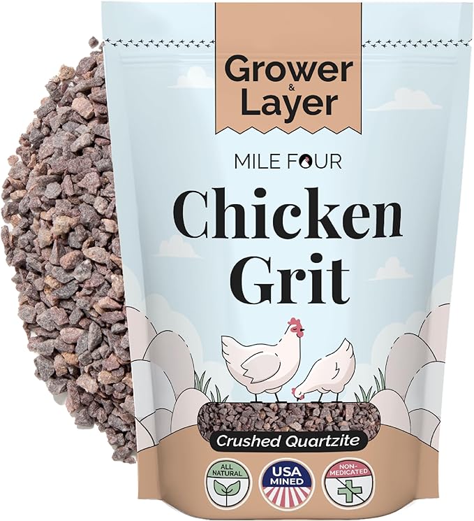Chicken Grit &amp Oyster Shell Bundle – 100% Natural Mineral Grit &amp Limestone Calcium for Layers &amp Growers – Strong Eggshells Healthy Digestion USA Mined 2-Pack (4 lbs. Each)