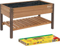 Miracle-GRO 2 x 4 Ft. Wooden Raised Garden Planter with Shelf 6.4 Cu. Ft. Above Ground Garden with Powder-Coated Metal Brackets for Decks and Yards