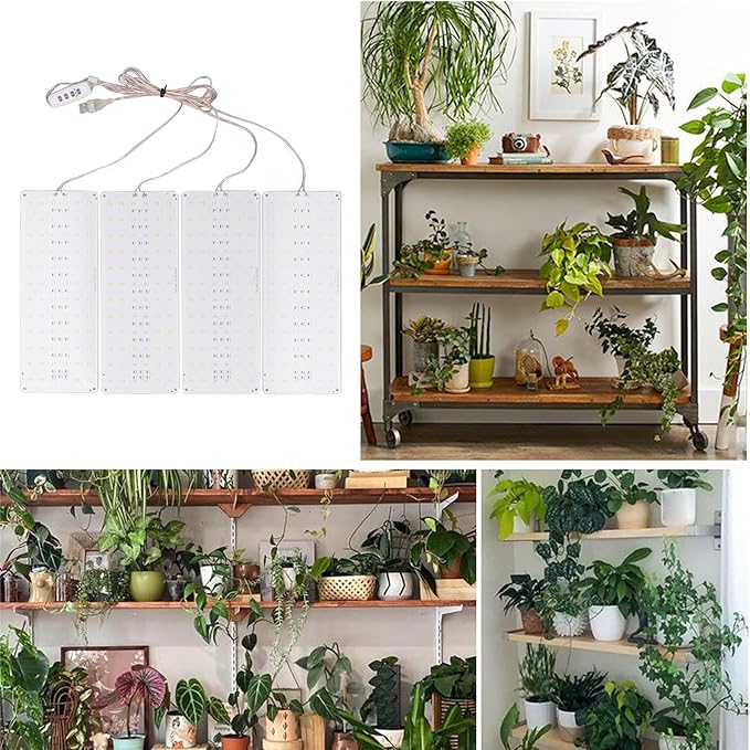 LED Grow Light Full Spectrum Plant Lights for Indoor Plants with Auto Timer High PPFD Energy Saving Growing Lamp for Veg Flower and Houseplants (4 Head)