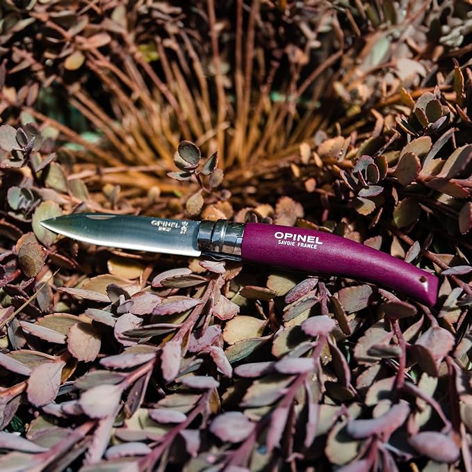 Opinel 3 Piece Gardening Tool Set - No. 12 Folding Saw No. 8 Pruning Knife No. 8 Garden Knife - Vibrant Painted Handles Stainless Steel and Carbon Steel Blades - Made in France