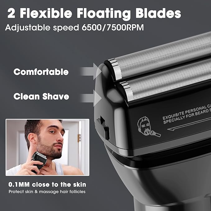 Karrte Professional Hair Clippers and Trimmer Set for Men T-Shaper Trimmer &amp Foil Shaver Nose &amp Ear Hair Trimmer Cordless Clippers and Grooming Set Hair Cutting Kit with LED Display Black