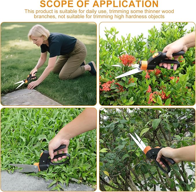 Garden Shears Tool Set 3 Pcs - Heavy Duty Lopper Hedge Shears &amp Pruning Saw for Tree Branches Hedges Backyard &amp Fruit Trees Carbon Steel Blades