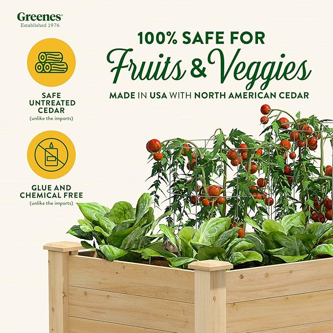 Greenes Fence Premium Cedar Elevated Garden Bed 24 W x 48 L x 31 H (3/4 Thick) - Made in USA with North American Cedar