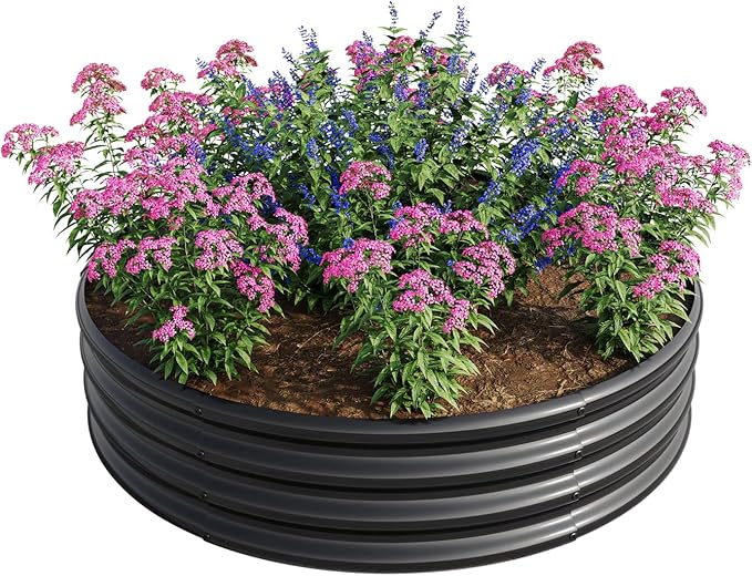 2PCS W840116764 - Black Metal Galvanized Raised Garden Bed - Durable Outdoor Planter - Ideal for Vegetables and Herbs - Weather-Resistant Garden Solution