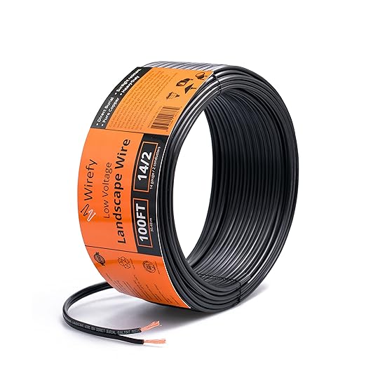 Wirefy 14/2 Low Voltage Landscape Wire 100 ft | Low Voltage Landscape Lighting Wire | Pure Copper | Outdoor Direct Burial | 14-Gauge 2-Conductor 100 Feet