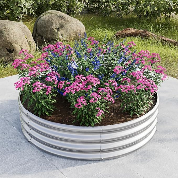 Heavy-Duty Galvanized Steel Raised Garden Bed for Vegetables Flowers Herbs and Fruits – Rust-Resistant Outdoor Planter Box (2PCS Silver with 47.24x11.4 inches)