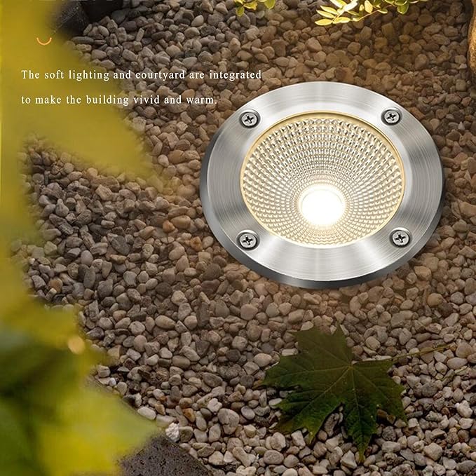10 Pack Low Voltage Landscape Well Lights Outdoor COB Ground Lights IP66 Waterproof AC12/24V LED Underground Light for Bridge Garden Driveway Deck Patio Yard Embedded Spotlight