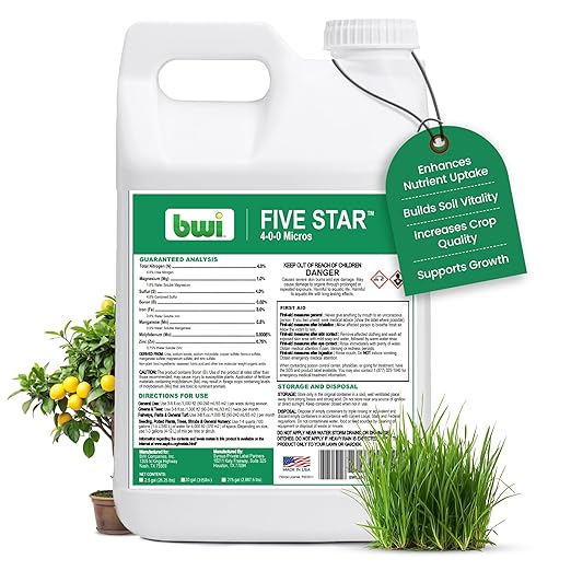 FiveStar 4-0-0 Micro Liquid Nitrogen Fertilizer - Fast Absorption for Ag/T&ampO Use - Urea-Based Plant Fertilizer with 7 Chelated Micronutrients (Magnesium Iron &amp More) + Yucca Kelp Humic Acid