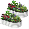 IDEALHOUSE 2 Pcs Galvanized Raised Garden Bed Outdoor6x3x1Ft Oval Planter Garden BoxesDurable Metal Vegetable Plant Container Kit for Gardening VegetablesFruitsFlowersTool-Free Asse(Beige)