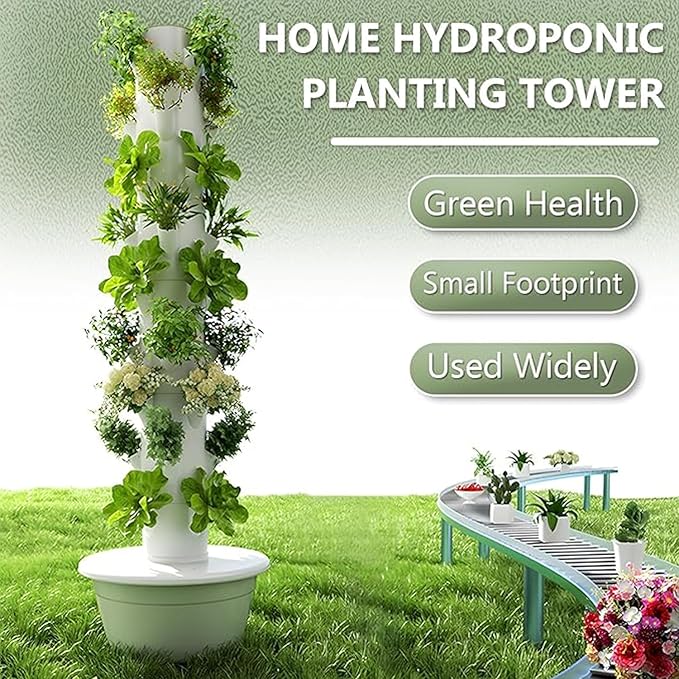 Hydroponics Growing System Tower Vertical Garden Planter Indoor Smart Garden Kit Hydroponics Growing System Kit Tower with Pump and Movable Water Tank
