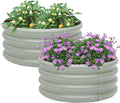 2-Pack 2x1ft Galvanized Raised Garden Bed Outdoor Planter Bed Metal Planter Box for Gardening and PlantingLight Green