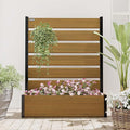 Vertical Screen Planter Bed - Raised Garden Box with Trellis for Climbing Plants Durable Privacy Fence Planter for Outdoor Patio Deck Aluminum Frame Brown with Base