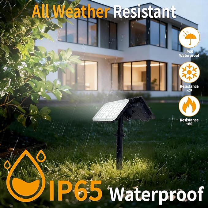 Solar Spot Lights Outdoor Waterproof Motion Sensor Dusk to Dawn Solar Powered Spotlights Uplights with 90° Adjustable Solar Panel &amp Light Head for Wall Yard Trees Pathway Landscape Lighting