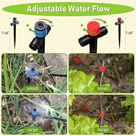 118FT Drip Irrigation System Garden Watering System Quick-Connect Drip Irrigation Kit for Lawn Raised Bed Greenhouse Plant Watering System with 1/4'' Drip IrrigationTubing Drip EmittersConnectors
