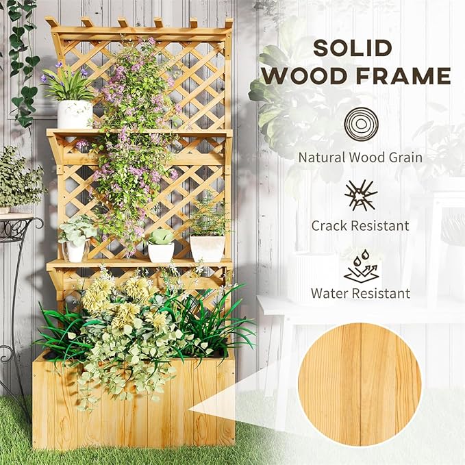 Planter Garden Boxes Outdoor Garden BedPlanter Box Garden Bed for Vegetables Garden Container Planter Raised Beds for Backyard Patio 29.9 W x 13 D x 69.7 H