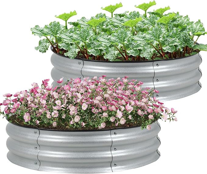Aoodor 2 Pack 9 Tall 30 Metal Raised Garden Bed Outdoor Planter Box and Raised Garden Kit for Vegetables Flowers Arugula and Herbs Silver