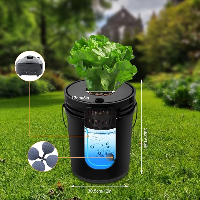 Hydroponic System5Gallon 5 BucketsIndoor Deep Culture Growing Kit Air PumpWater Level Assemblyfor Garden Balcony