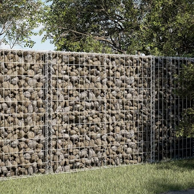 Galvanized Iron Gabion Basket with Cover 39.4x39.4x39.4 Metal Raised Garden Bed Outdoor Planter Box for Landscaping Flower Beds Patio Planters