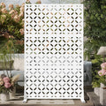 Cofar Metal Privacy Screen Outdoor 72 H×44 W -White Freestanding Outdoor Privacy Panels with Stand Decorative Fence for Patio Deck Balcony（Clover）
