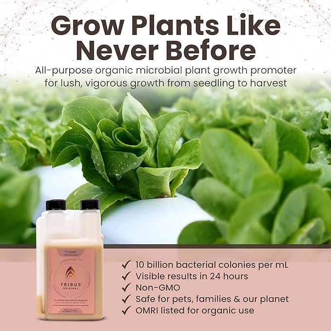 Tribus Organic Microbial Inoculant | Root Booster for Plants Increases Plant Yield Root Growth Flower &amp Fruit Quality | Visible Root Growth in 24Hrs | Pet &amp Planet-Safe | Made in The USA |