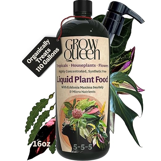 Organic Liquid Indoor Plant Food Houseplant Tropical &amp All-Purpose Indoor Plant Fertilizer Organic Liquid Fertilizer 5-5-5 with Sea Kelp 16oz Treats 110 Gallons