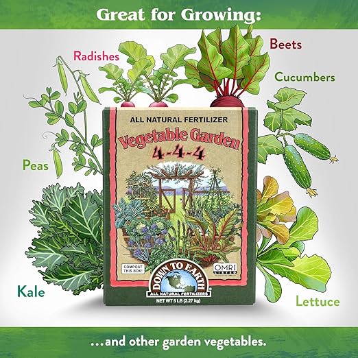 Down to Earth Organic Vegetable Garden Fertilizer 5 lb Boxes Balanced Plant Food for Healthy Vegetables &amp Herbs (Pack of 6)