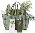 Garden Tool Set with Hummingbird Print Heavy Duty Gardening Hand Tools with Garden Tool BagGardening Gifts for Women&ampMenGreen