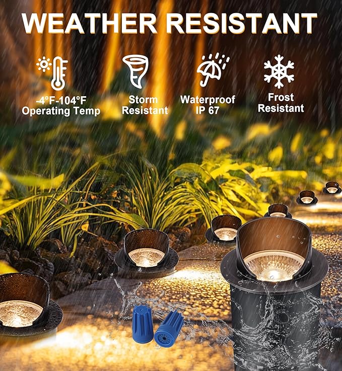 [6 Pack] CLOUDY BAY 9W Well Lights Landscape LED In Ground OutdoorShielded TopLow Voltage 12-24V AC/DCWaterproof Aluminum Uplights2700K/3000K/3500K/4000K/5000KTransformer Excluded