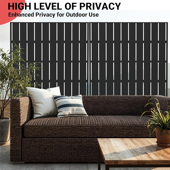 72 h x 47 w Outdoor Metal Privacy Screen Freestanding Screen Panel with Stand Privacy Fence and Room/Garden Divider Weather-Resistant Steel for Patio Garden Balcony or Backyard