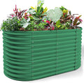 Land Guard 6x3x3ft Oval Galvanized Raised Garden Beds Large-Capacity Metal Planter Box Outdoor Durable Deep Raised Garden Bed 3ft Tall Raised Beds for Gardening Vegetables Forest Green