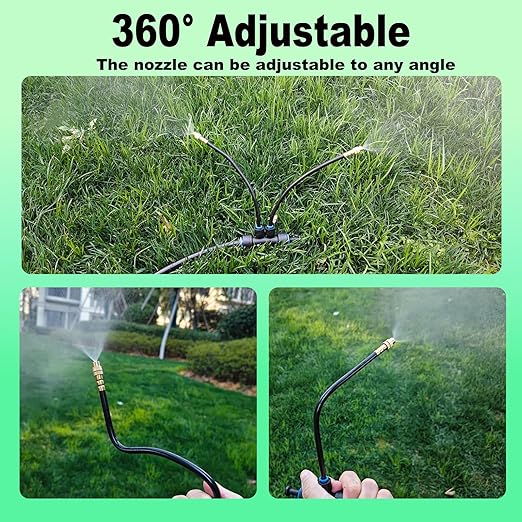 Drip Irrigation System for Garden Automatic Watering System with Adjustable 360° Copper Spray Nozzles DIY Drip Irrigation Kit for Yard Lawn Greenhouse Raised Beds &amp Potted Plants (40FT)