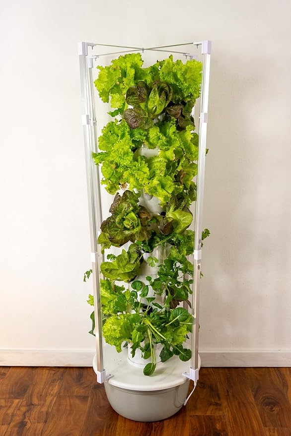 Aeroponic Vertical Tower Garden System 9 Layers with 4 Grow Ports 36 Plant Ports LED Light Kit Rockwool Pump &amp More Soil-Free Growing System for Indoor &amp Outdoor Home Growing