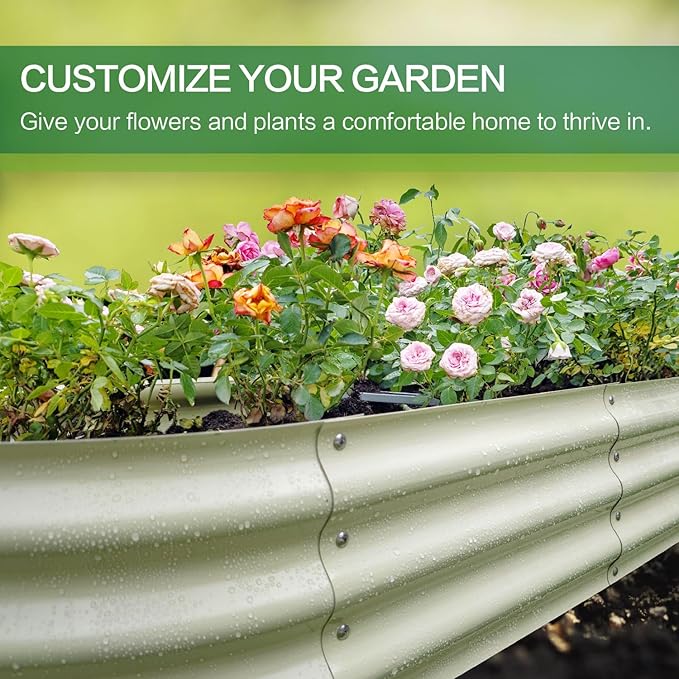 Gardmax 2 Pack Galvanized Raised Garden Bed Lightweight Planter Boxes Outdoor with Easy Assembly Large Garden Bed for Vegetables Fruits Flower