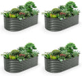 A ANLEOLIFE 4-Set 8X4X2 ft Galvanized Raised Garden Bed Kit Oval Metal Deep Root Planters for Outdoor Plants Quartz Grey