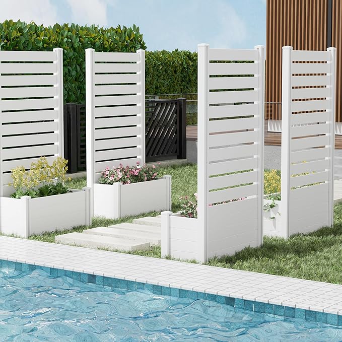 Casaphoria Raised Garden Bed with Trellis 73x37x18 Planter Box with Open Bottom for Gardening Vegetables &amp Vines and Climbing Plants White