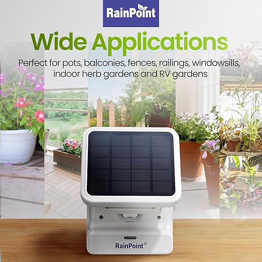 BALDR Automatic Solar Plant Watering System - WiFi Solar Drip System &amp App-Controlled Water Pump with Timer - Indoor Solar Power Irrigation System Smart Scheduling for House Plants While You are A