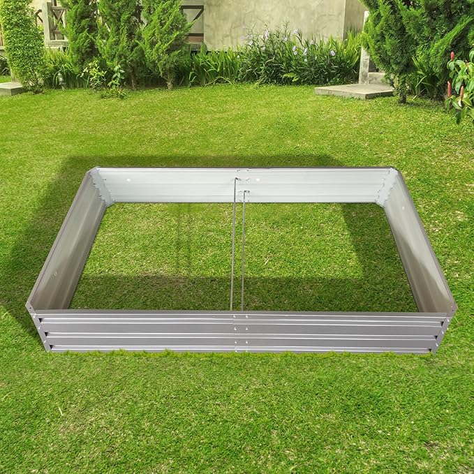 6 x 3 x 1 ft (2 Pack) Metal Garden BedOutdoor Planter Box Metal Patio Kit Planting Bed for Vegetables Flowers HerbGrey