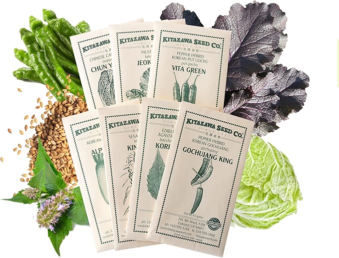 Asian Chef's Specialty Seed Assortment - Korean Cuisine Garden Seed Collection - Korea Vegetable Seeds - Radish Pepper Cabbage More