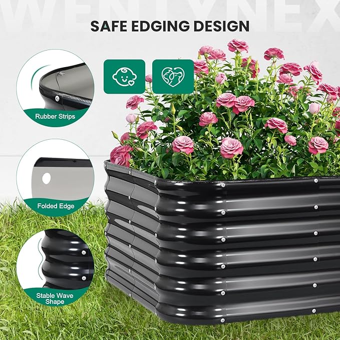 5×3×1.4FT Galvanized Raised Garden Bed Outdoor Metal Raised Garden Bed Kit Large Planter Raised Beds 4 In1 Modular Raised Planter Box OutdoorRaised Beds for Gardening for Vegetables Flowers Herbs