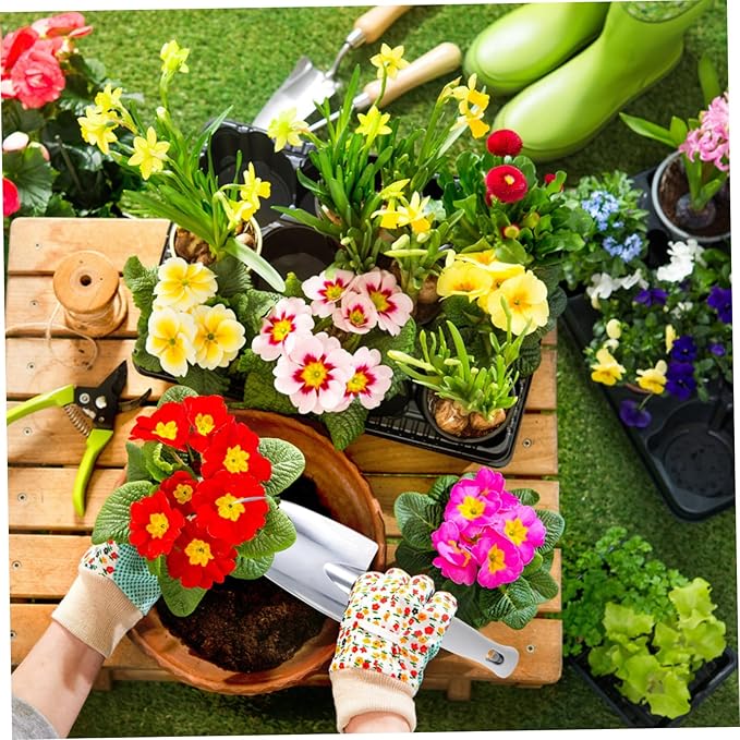 Aluminum Alloy Garden Tool Set for Gardening 6-Piece Heavy-Duty Gardening Tools Pouch Multifunctional Shovels for Outdoor and Indoor Use
