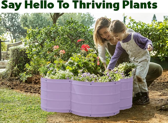 Plant &amp Plot Galvanized Raised Garden Beds Outdoor // 3×3×1 ft Planter Raised Beds for Gardening Vegetables Flowers // Large Metal Garden Box (Lavender) // Patented Tool-Free Design